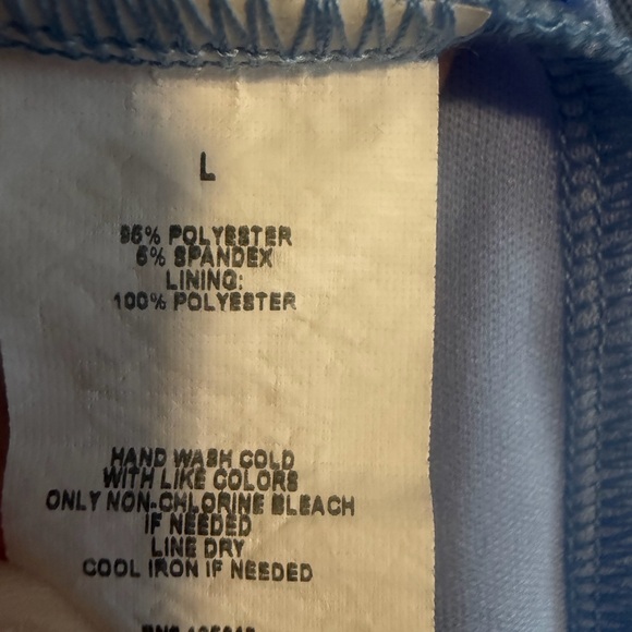 Cocomo Women's size L lined mesh floral blouse Blue work casual 3/4 tab sleeve - Picture 13 of 15